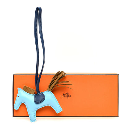 Hermes Milo Lambskin Grigri Rodeo Horse Bag Charm PM Celeste Bleu De Malte Kraft 4 of 4