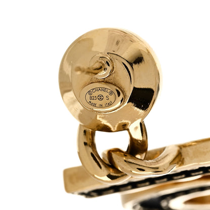 Chanel Metal CC No 5 Crystal Drop Earrings Gold Black 4 of 4