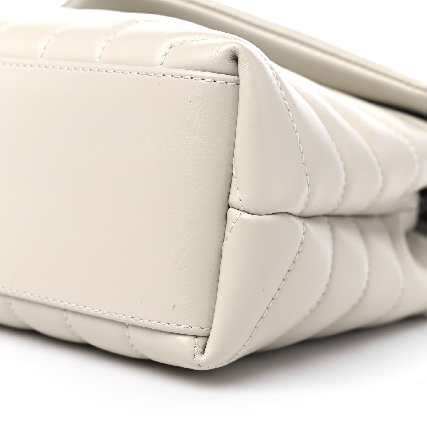 Calfskin Y Quilted Monogram Small Loulou Chain Satchel Crema Soft