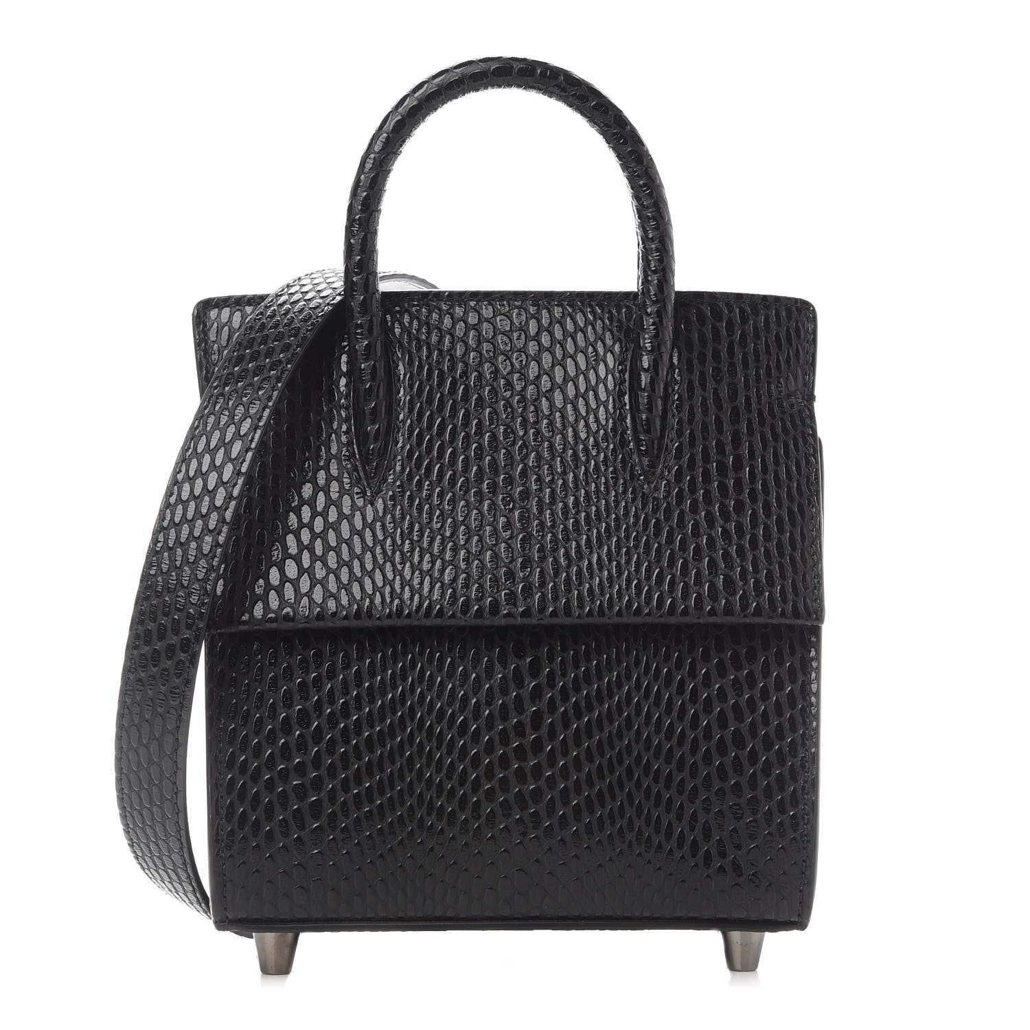 Christian Louboutin Calfskin Snakeskin Embossed Jurassic Mini Paloma Black 1 of 7