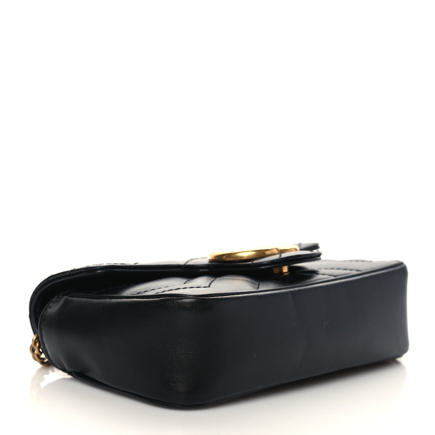 Calfskin Matelasse Super Mini GG Marmont Shoulder Bag Black