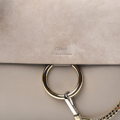 Chloe Calfskin Suede Medium Faye Shoulder Bag Motty Grey 9 of 10