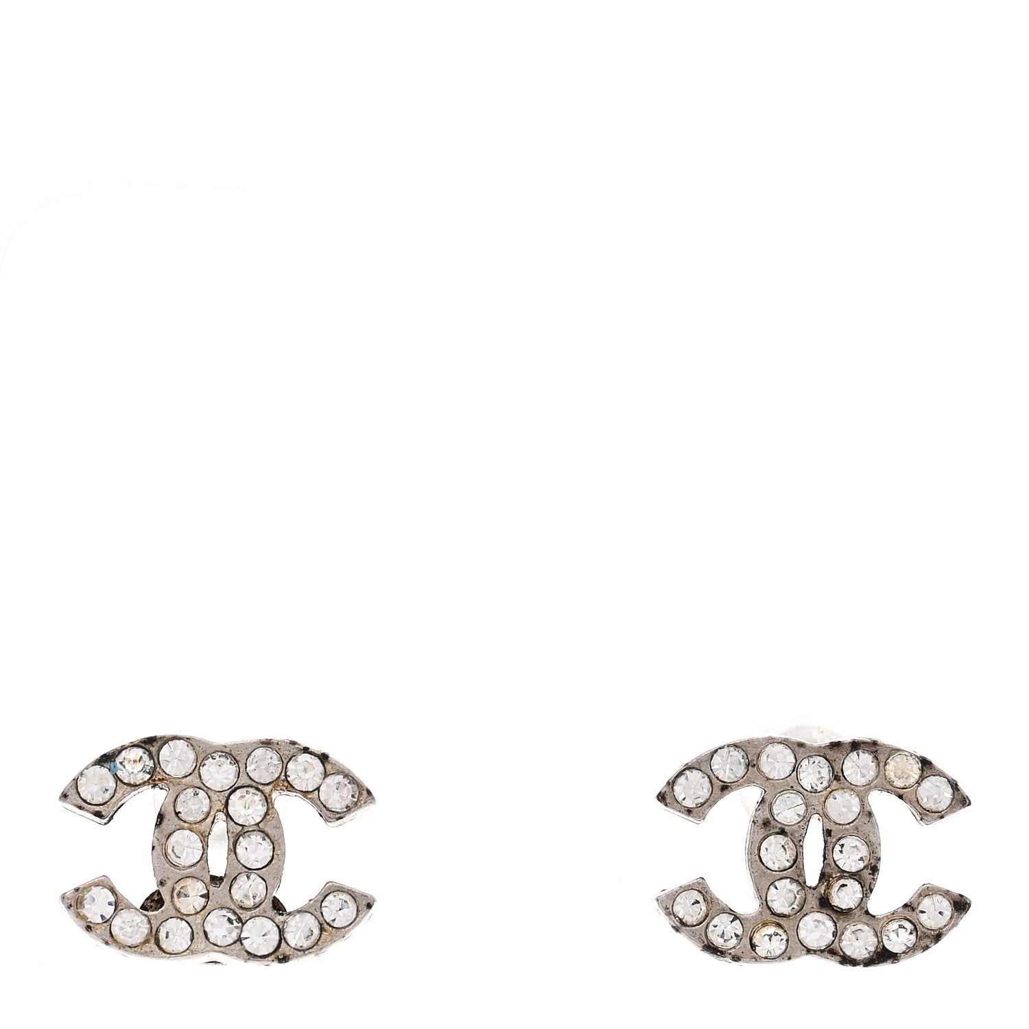 Chanel Crystal Mini CC Earrings Silver 1 of 4
