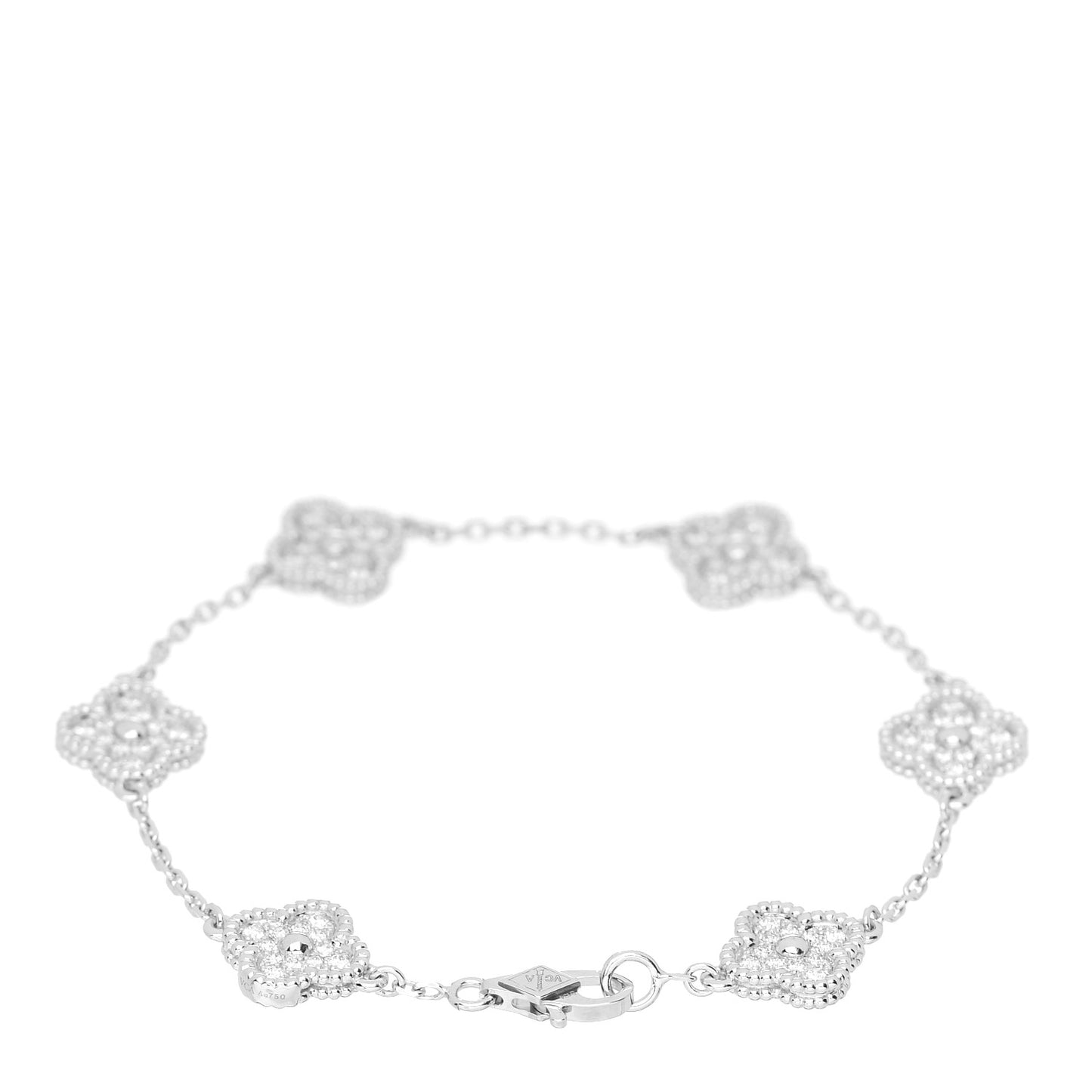 18K White Gold Diamond 6 Motifs Sweet Alhambra Bracelet