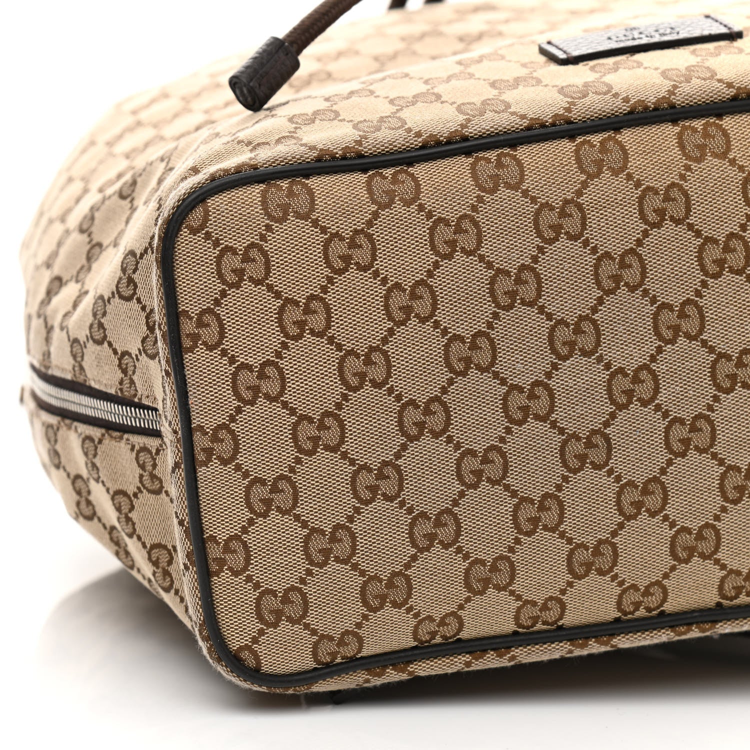 Gucci Monogram Dollar Calfskin O Drawstring Backpack Beige Ebony Testa di Moro Dark Chocolate 9 of 10