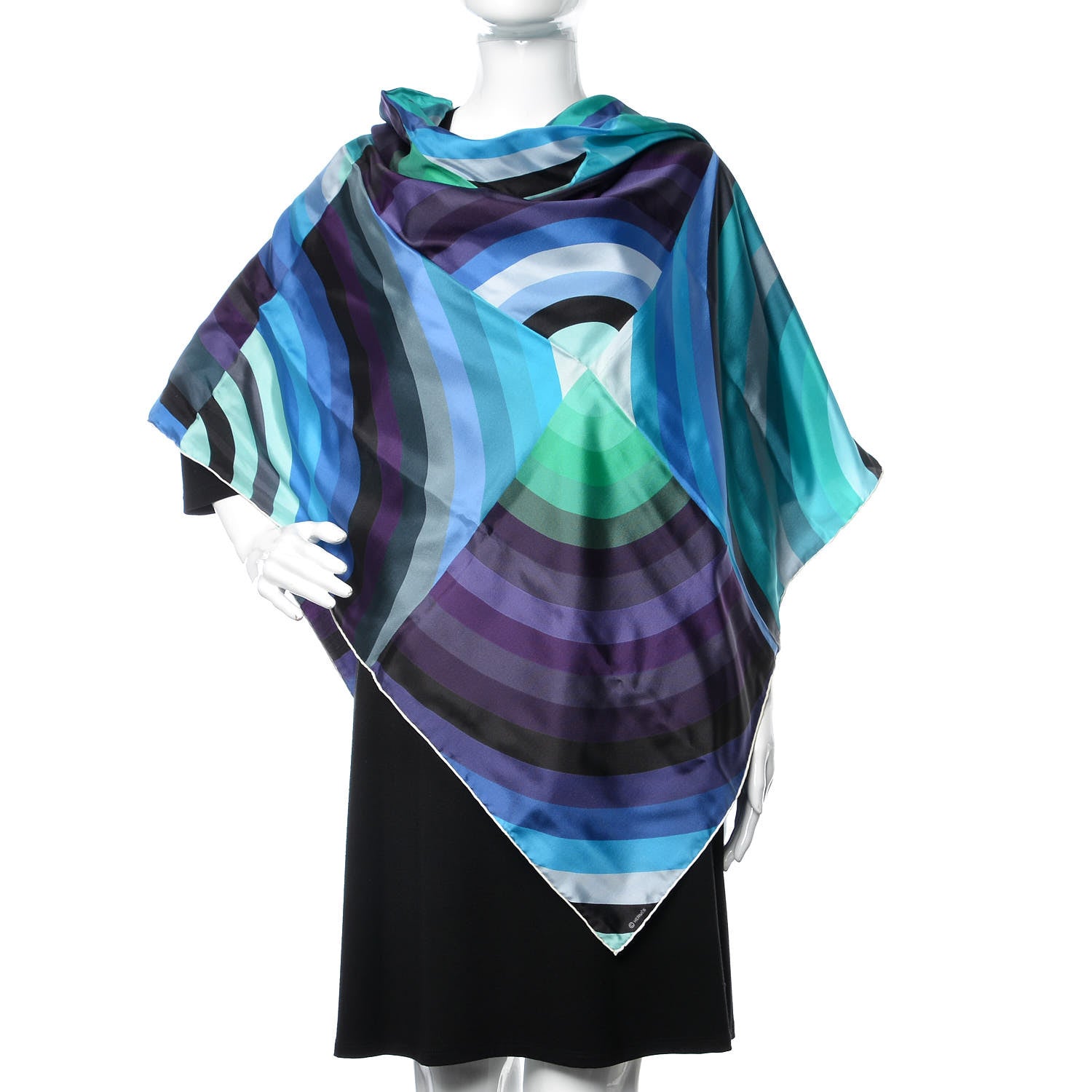 Hermes Silk Geant Marcelina Scarf 140 Bleu Nuit Turquoise Violet 2 of 6
