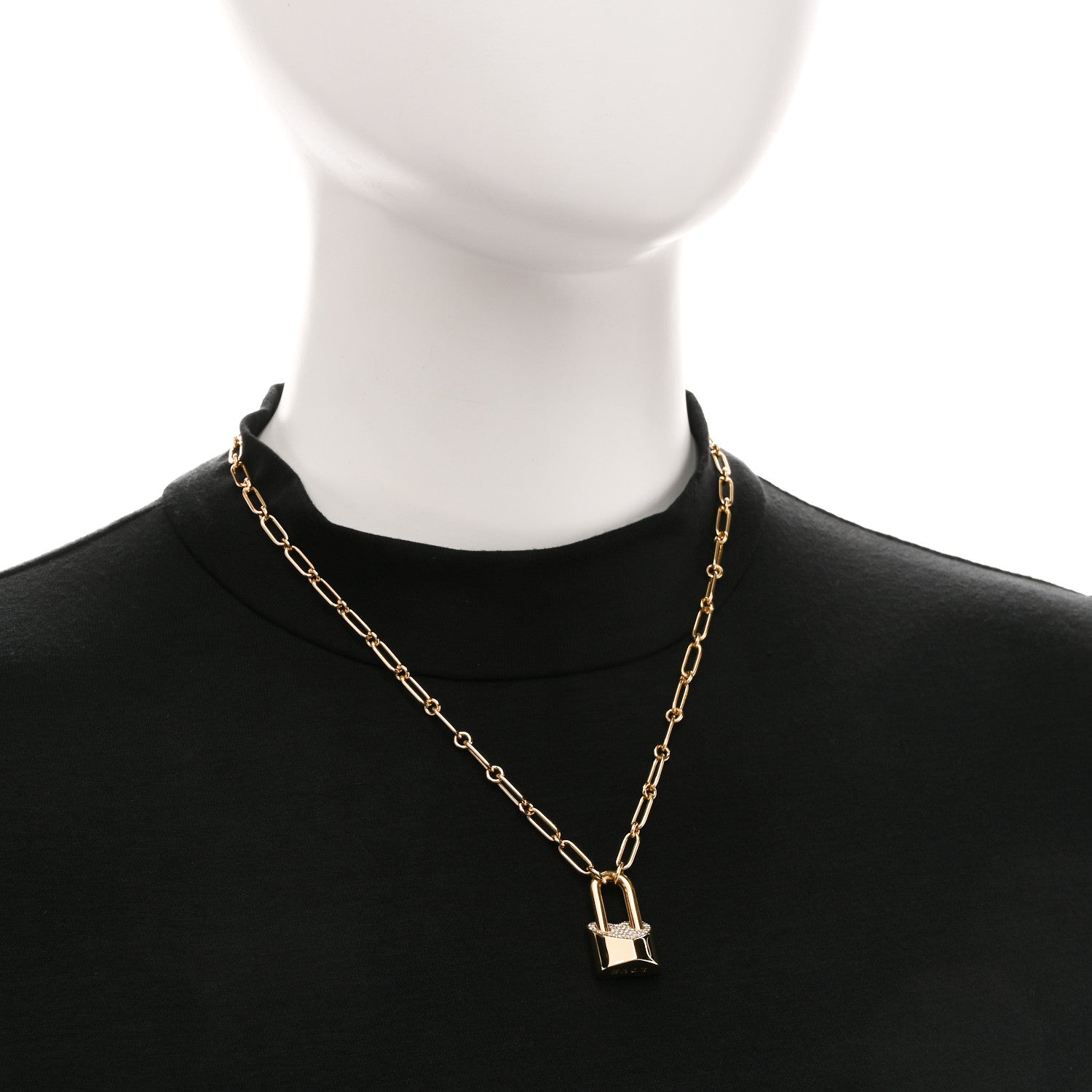 Roberto Coin 18K Yellow Gold Diamond Lock Love Pendant Necklace 2 of 5