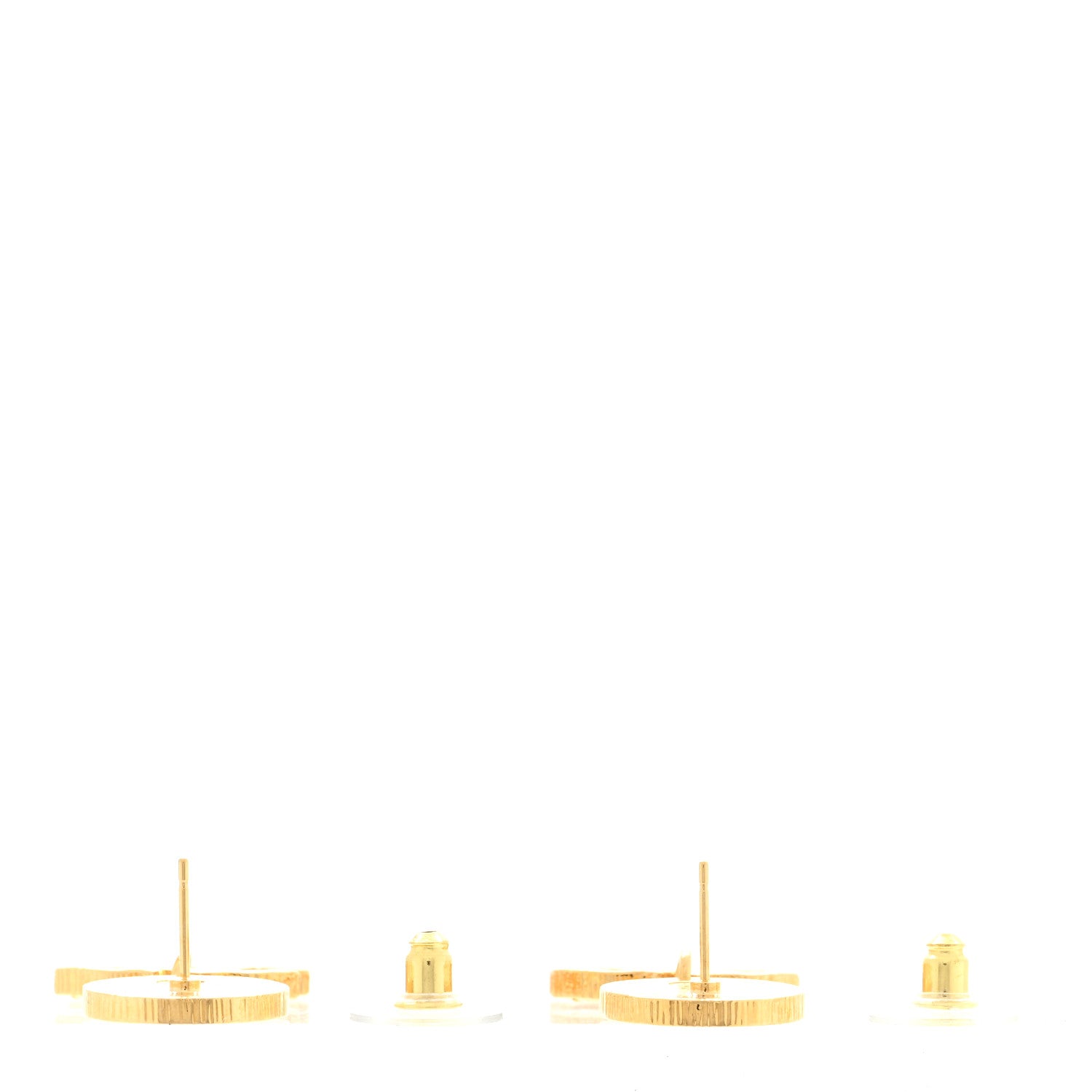 Chanel Metal Resin Disc CC Drop Earrings Gold Pink 3 of 4