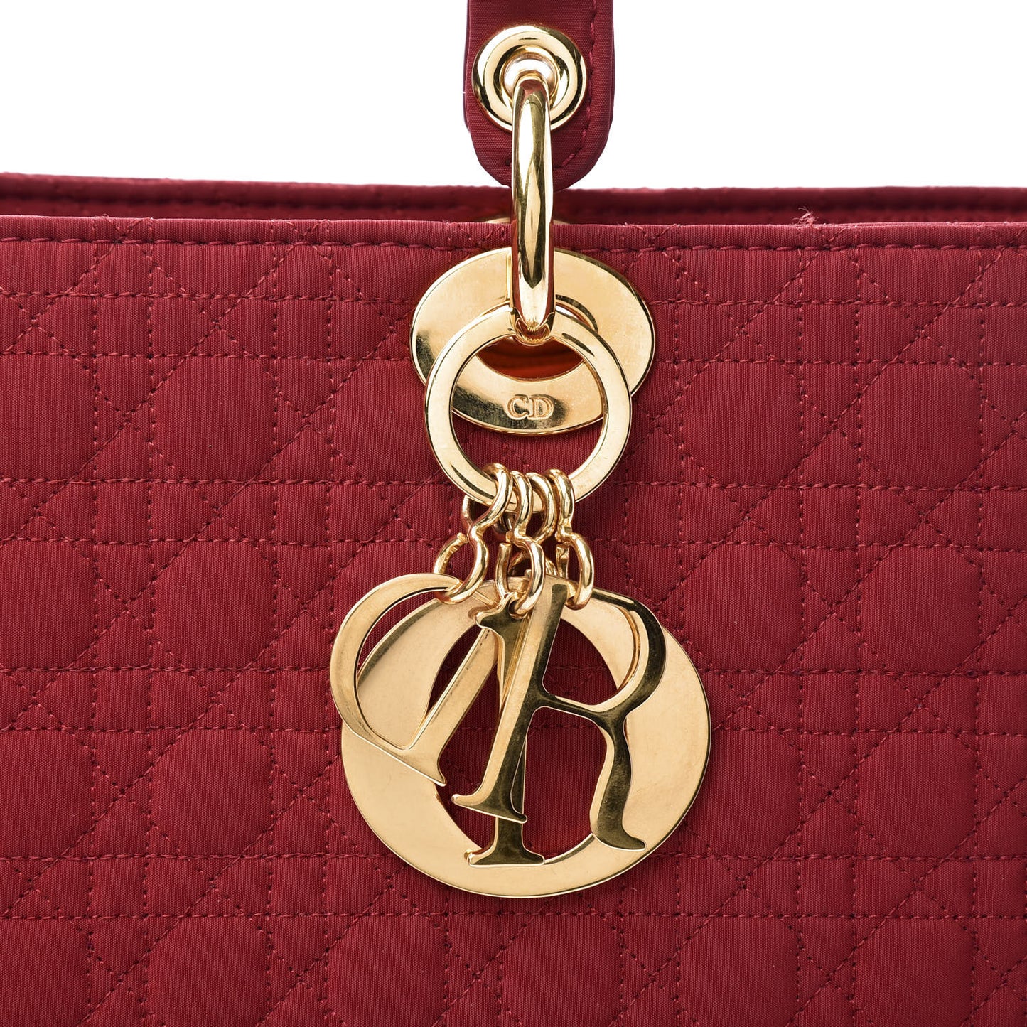 Nylon Cannage Large Lady Dior Red