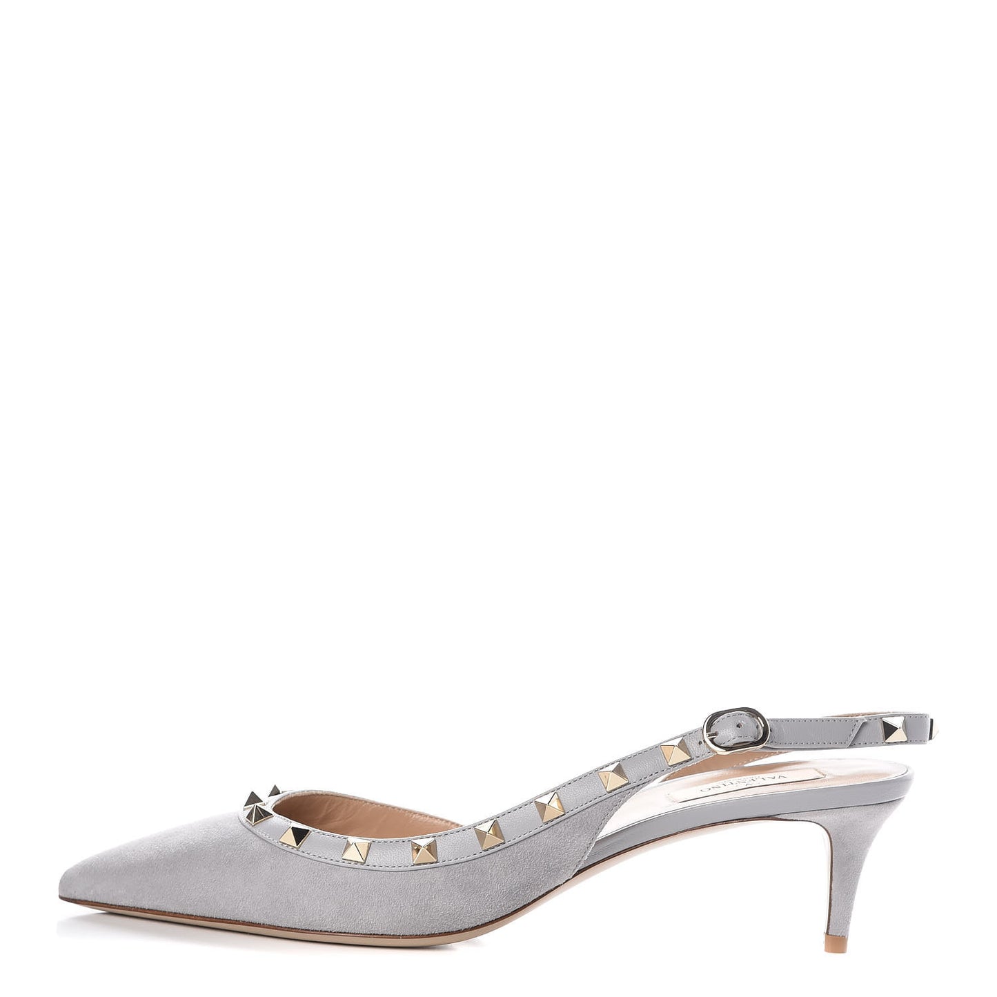 Suede Nappa Rockstud Half D'Orsay Slingback 50mm Pumps 41 Pastel Grey