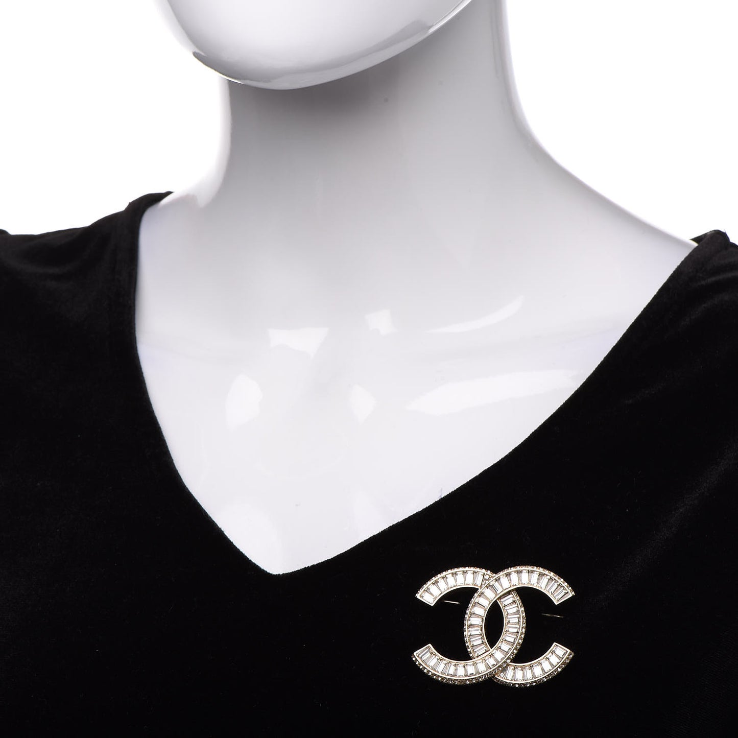 Baguette Crystal CC Brooch Gold
