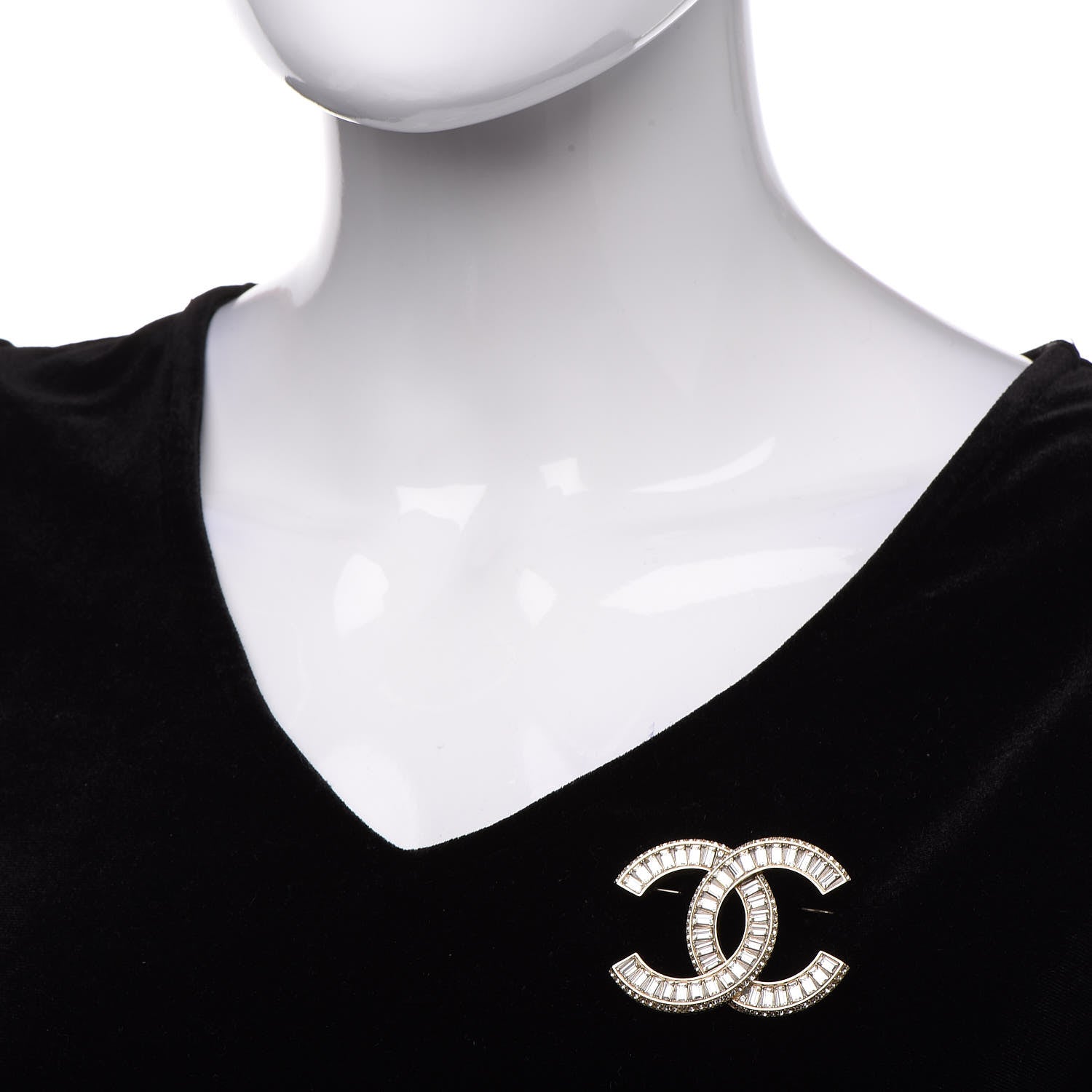 Chanel Baguette Crystal CC Brooch Gold 2 of 5