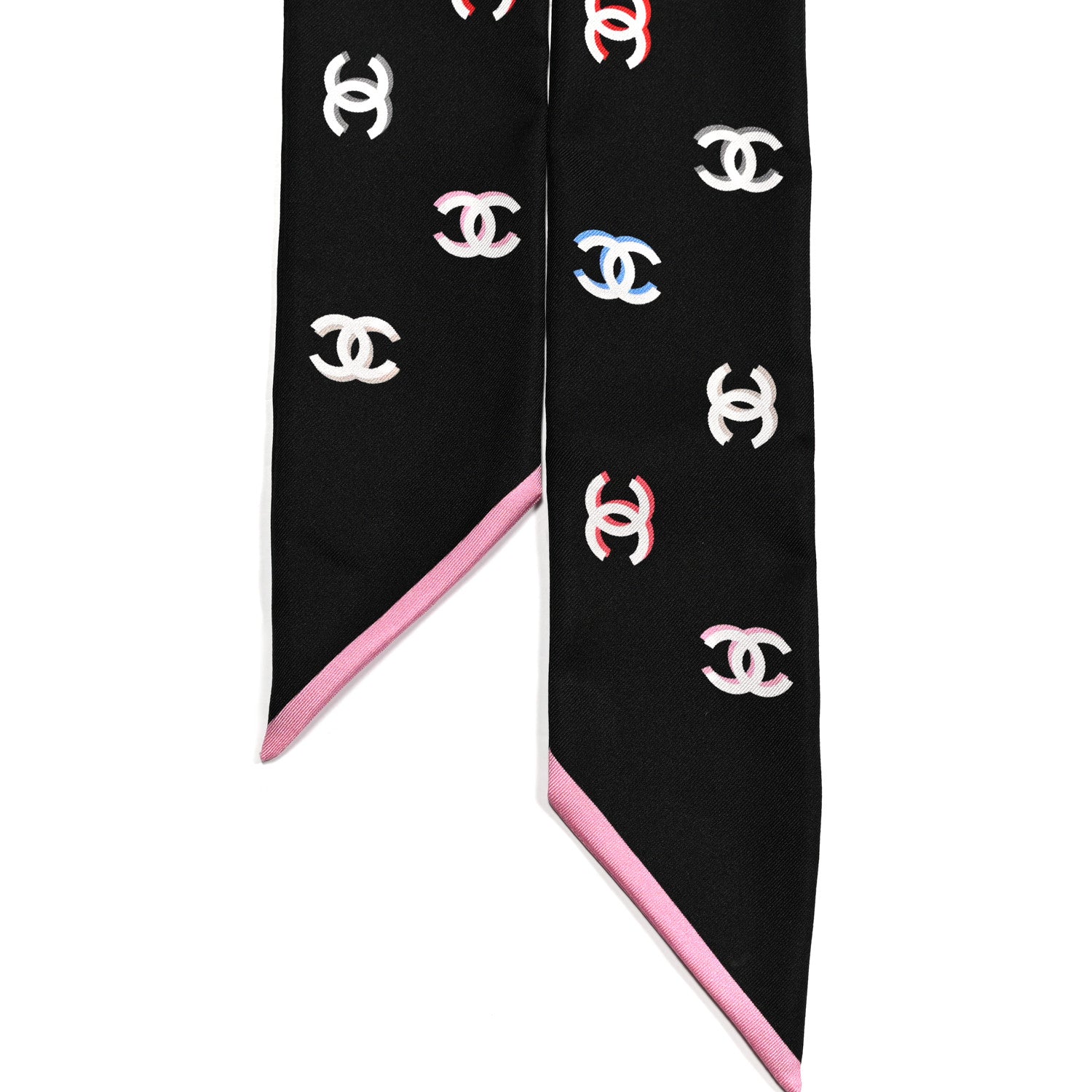 Chanel Silk CC Bandeau Scarf Black Multicolor 2 of 4