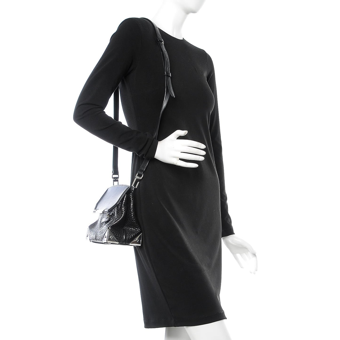 Calfskin Small Marion Tote Black Silver Hardware