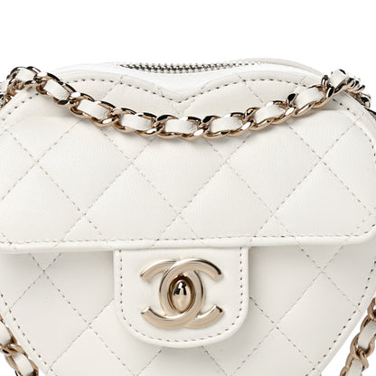 Chanel Lambskin Quilted CC In Love Heart Clutch With Chain White 6 of 9