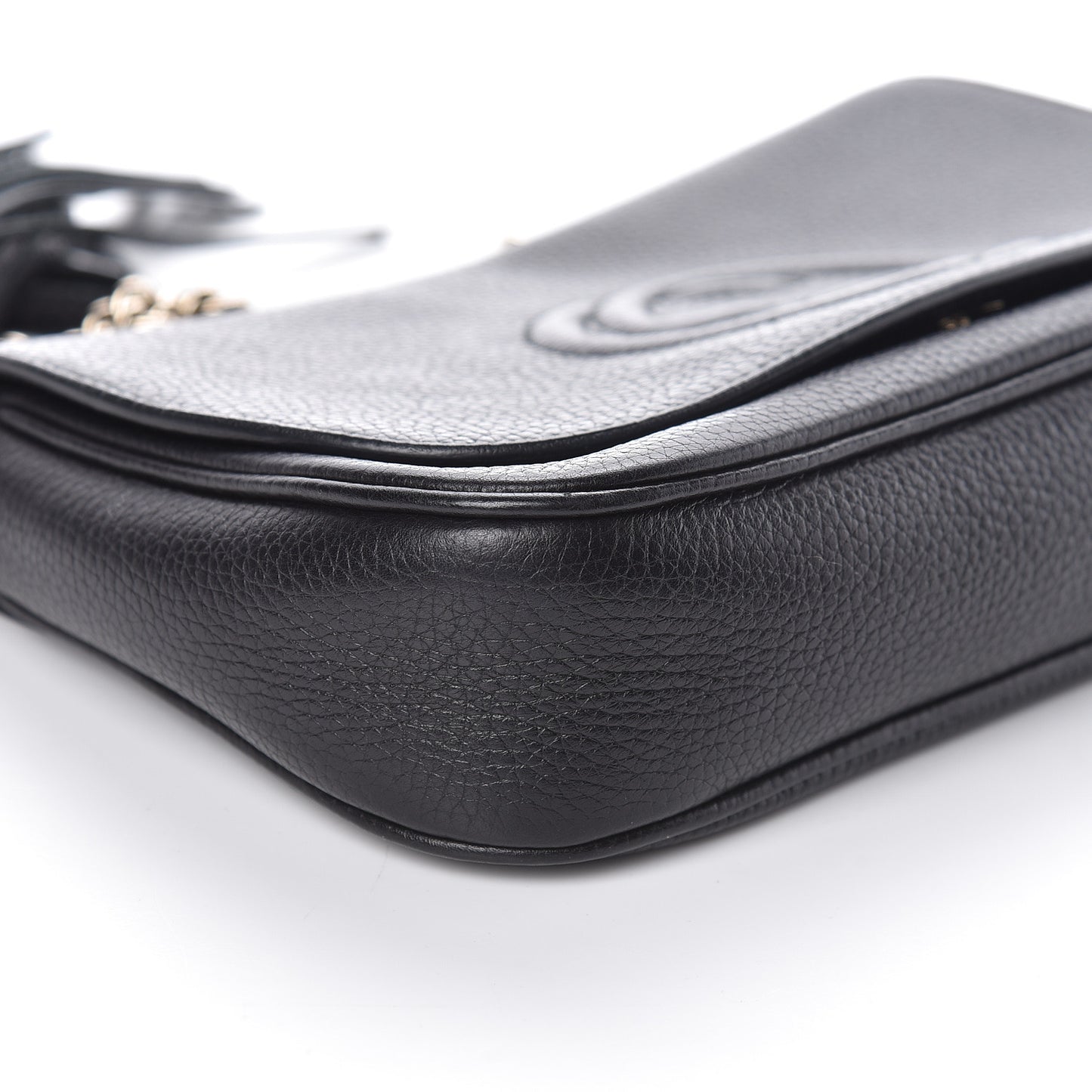 Pebbled Calfskin Medium Soho Flap Crossbody Black