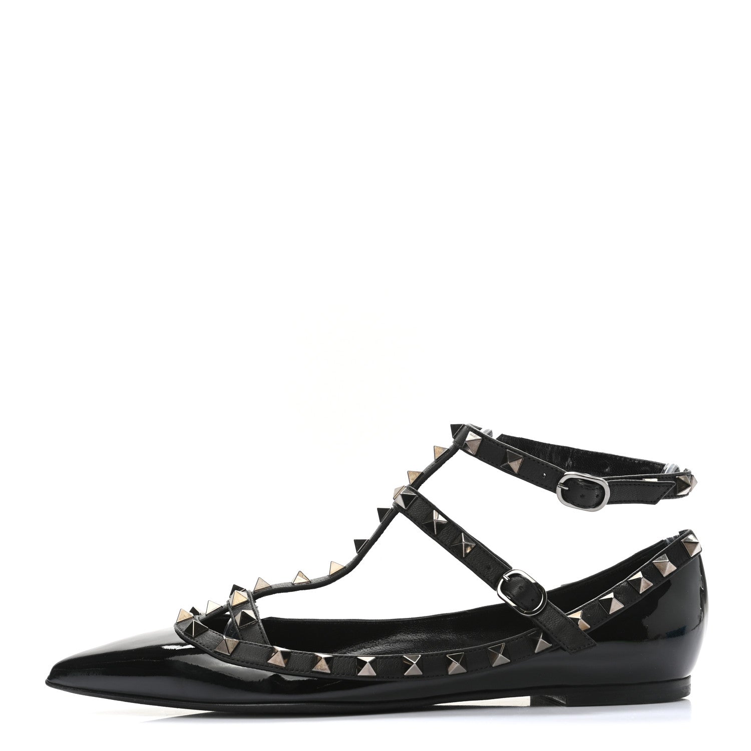 Valentino Garavani Patent Rockstud Cage Ballerina Flats 38 Black 1 of 11