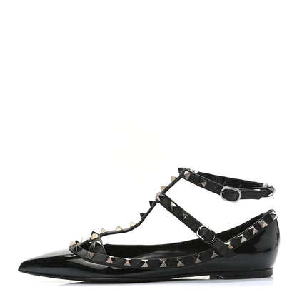 Valentino Garavani Patent Rockstud Cage Ballerina Flats 38 Black 1 of 11