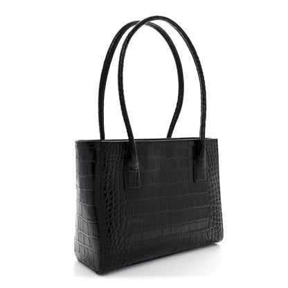 Chanel Calfskin Crocodile Embossed Small Archetype Black 3 of 12