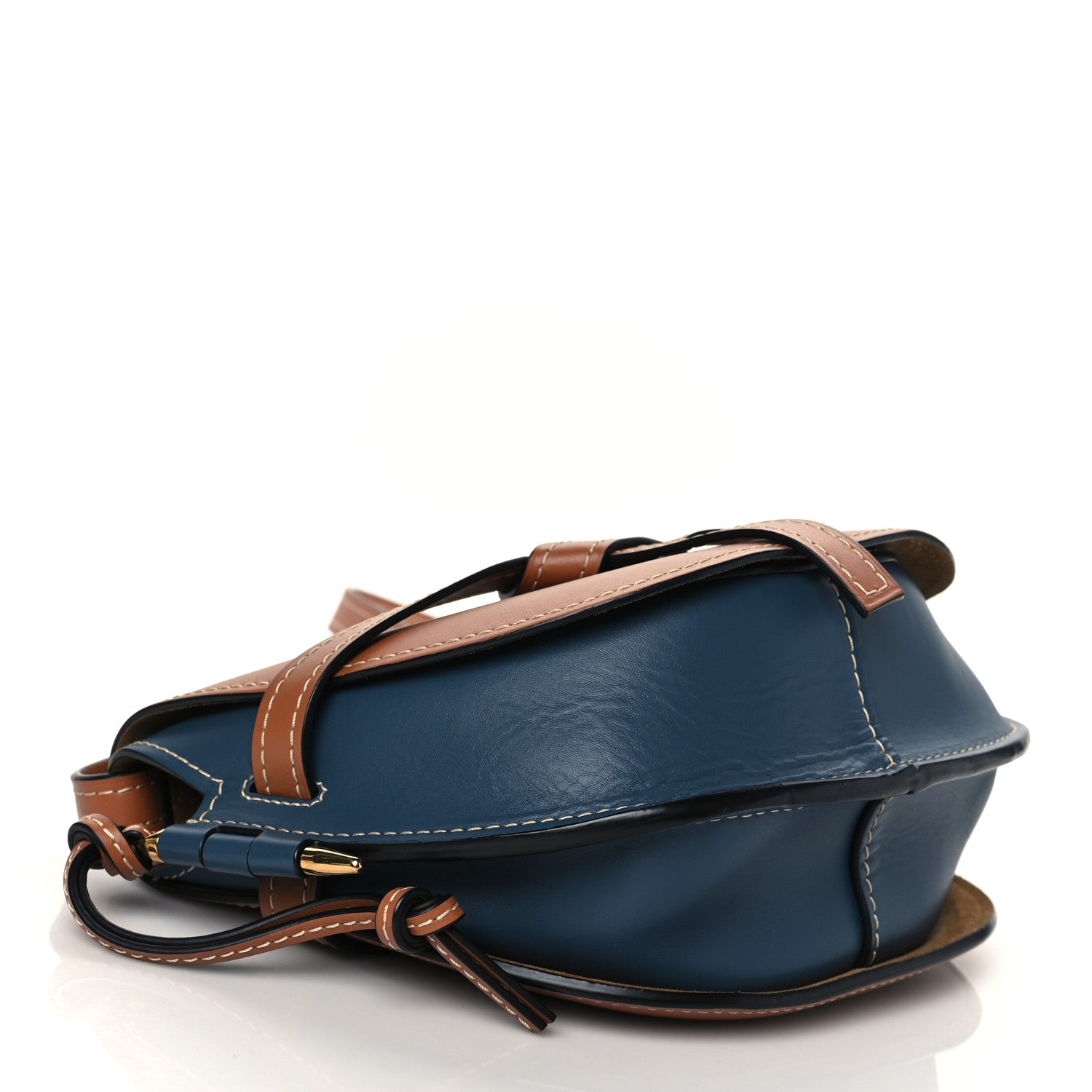 Loewe Calfskin Small Gate Crossbody Bag Tan Steel Blue 4 of 9