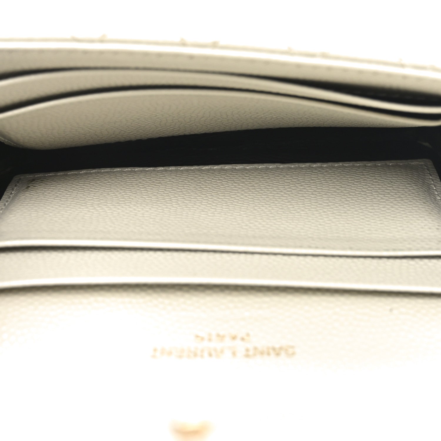 Saint Laurent Grain De Poudre Textured Mixed Matelasse Triquilt Small Monogram Envelope Wallet Blanc Vintage 5 of 9