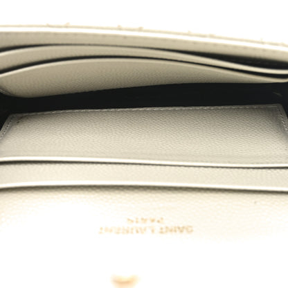 Saint Laurent Grain De Poudre Textured Mixed Matelasse Triquilt Small Monogram Envelope Wallet Blanc Vintage 5 of 9