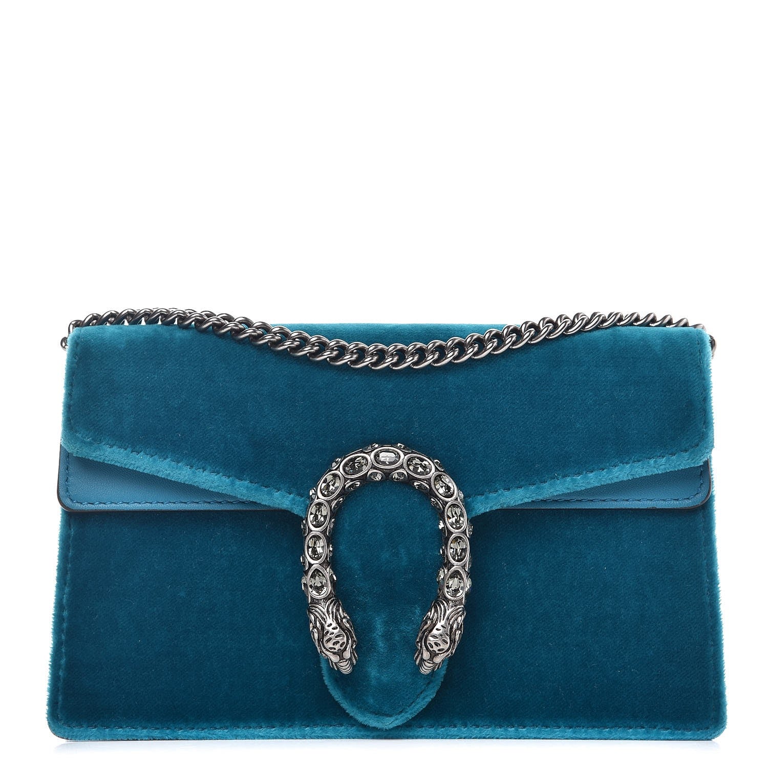 Gucci Velvet Super Mini Dionysus Shoulder Bag Pavone Cyan 1 of 7