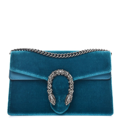 Gucci Velvet Super Mini Dionysus Shoulder Bag Pavone Cyan 1 of 7