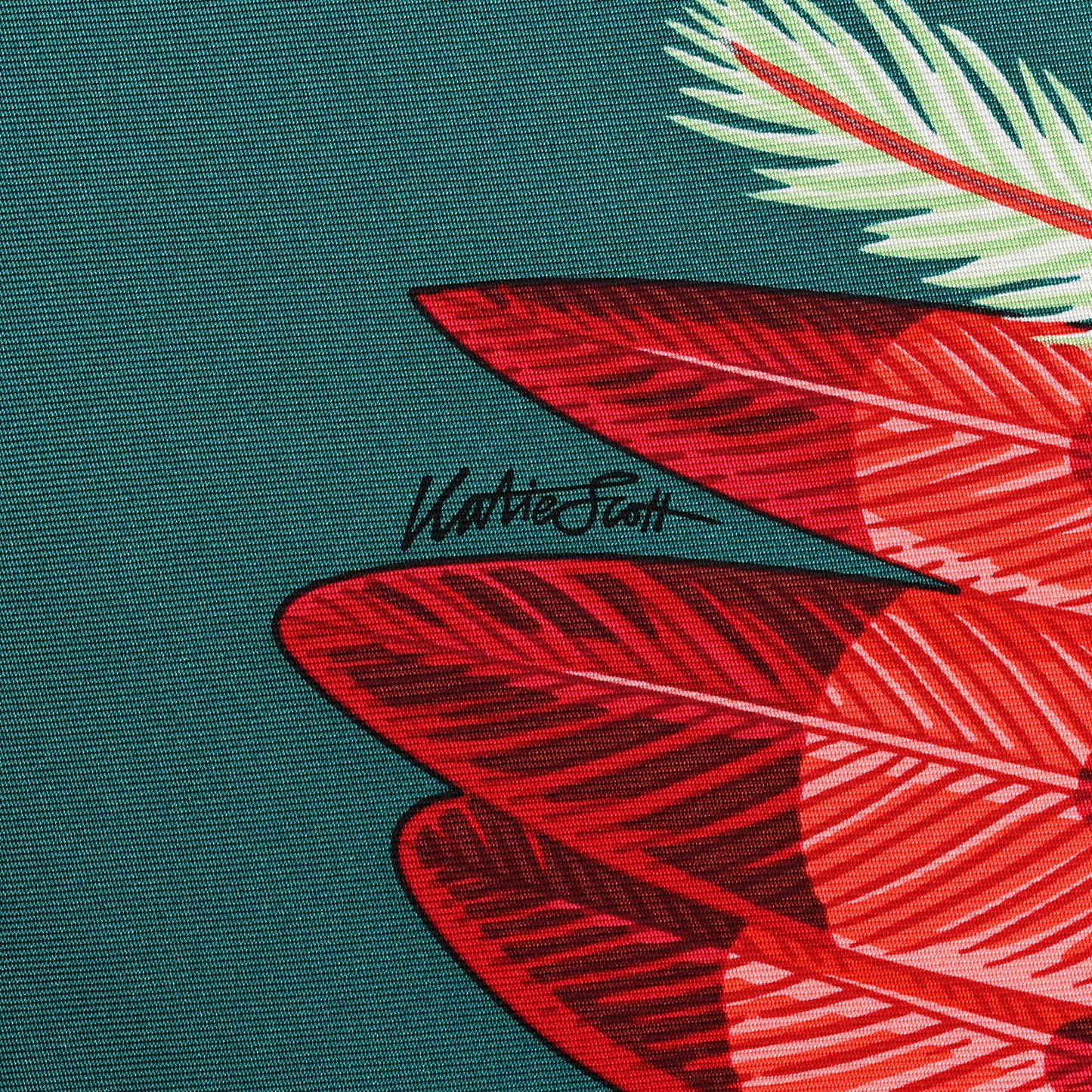 Silk Toucans De Paradis Scarf 90 Vert Fuchsia Rouge
