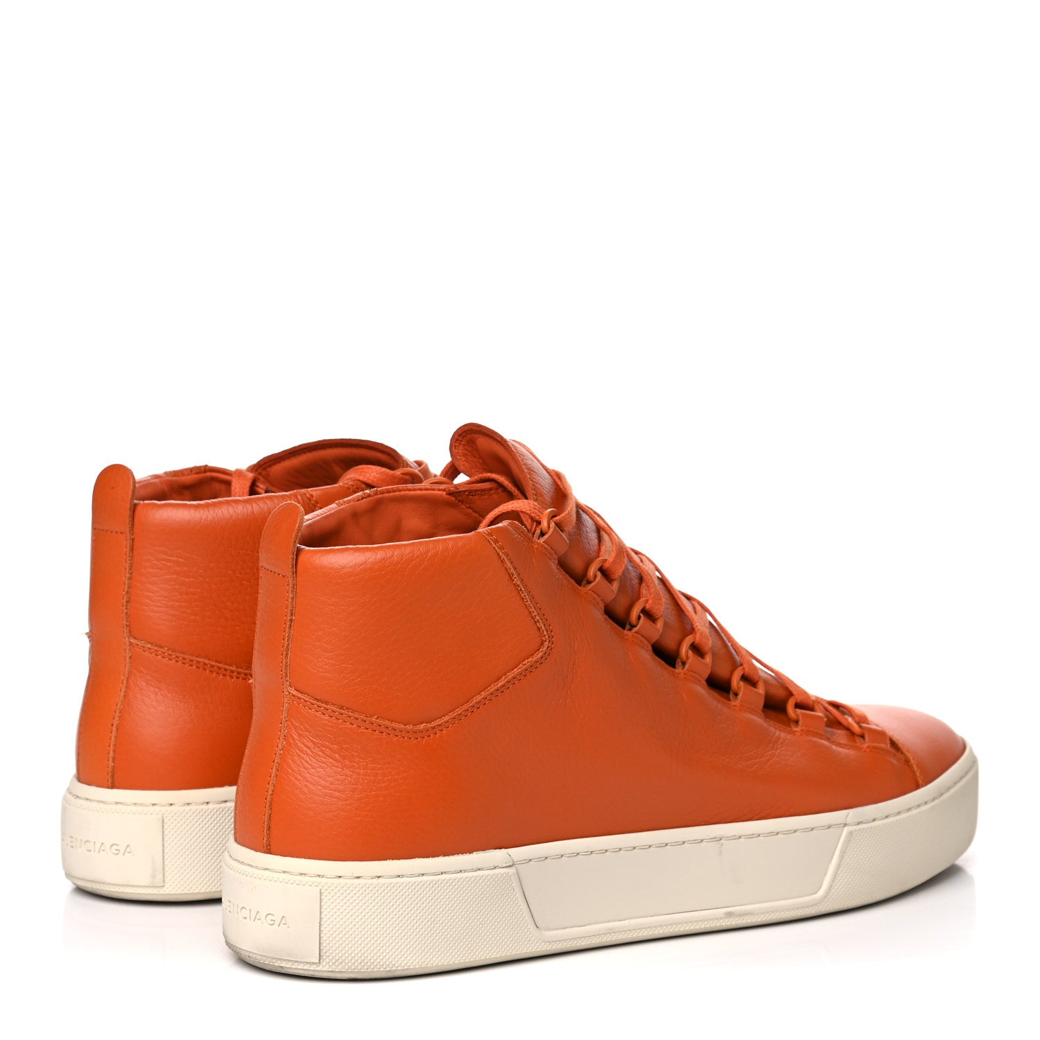 Balenciaga Textured Calfskin Mens High Top Sneakers 44 Orange 4 of 16