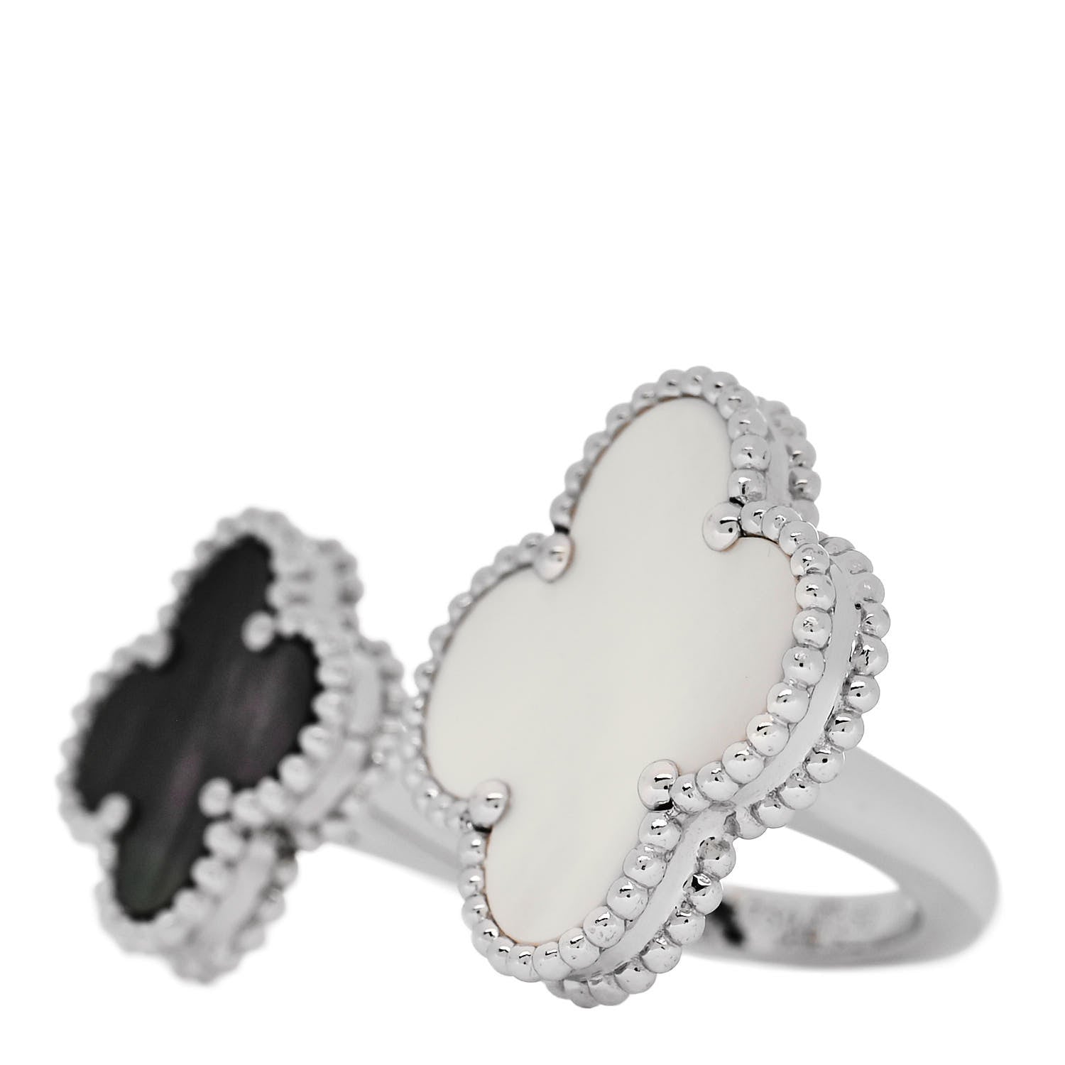 Van Cleef & Arpels 18K White Gold Mother of Pearl Magic Alhambra Between the Finger Ring 52 6 3 of 6