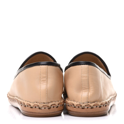Chanel Lambskin Chain CC Mocassin Loafer Espadrilles 35.5 Beige Black 5 of 10