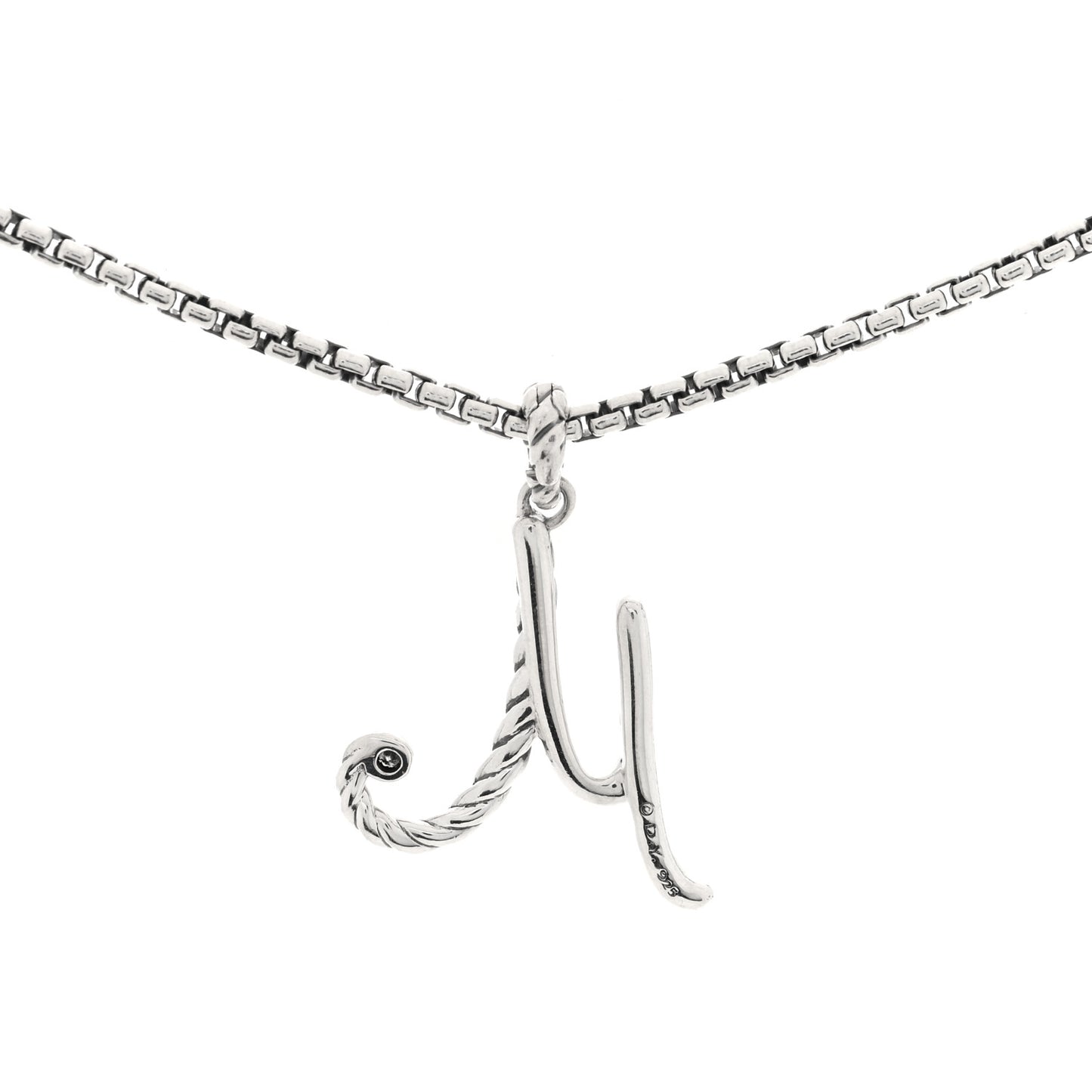 Sterling Silver Diamond Cable Collectibles Initial M Charm Necklace
