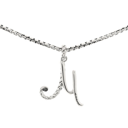 David Yurman Sterling Silver Diamond Cable Collectibles Initial M Charm Necklace 4 of 5