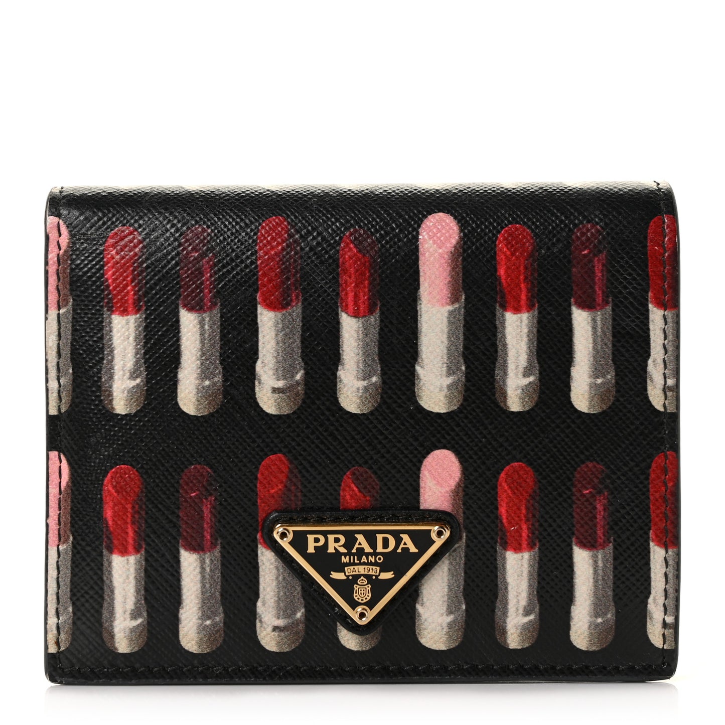 Saffiano Lipstick Print Bi-Fold Wallet Black