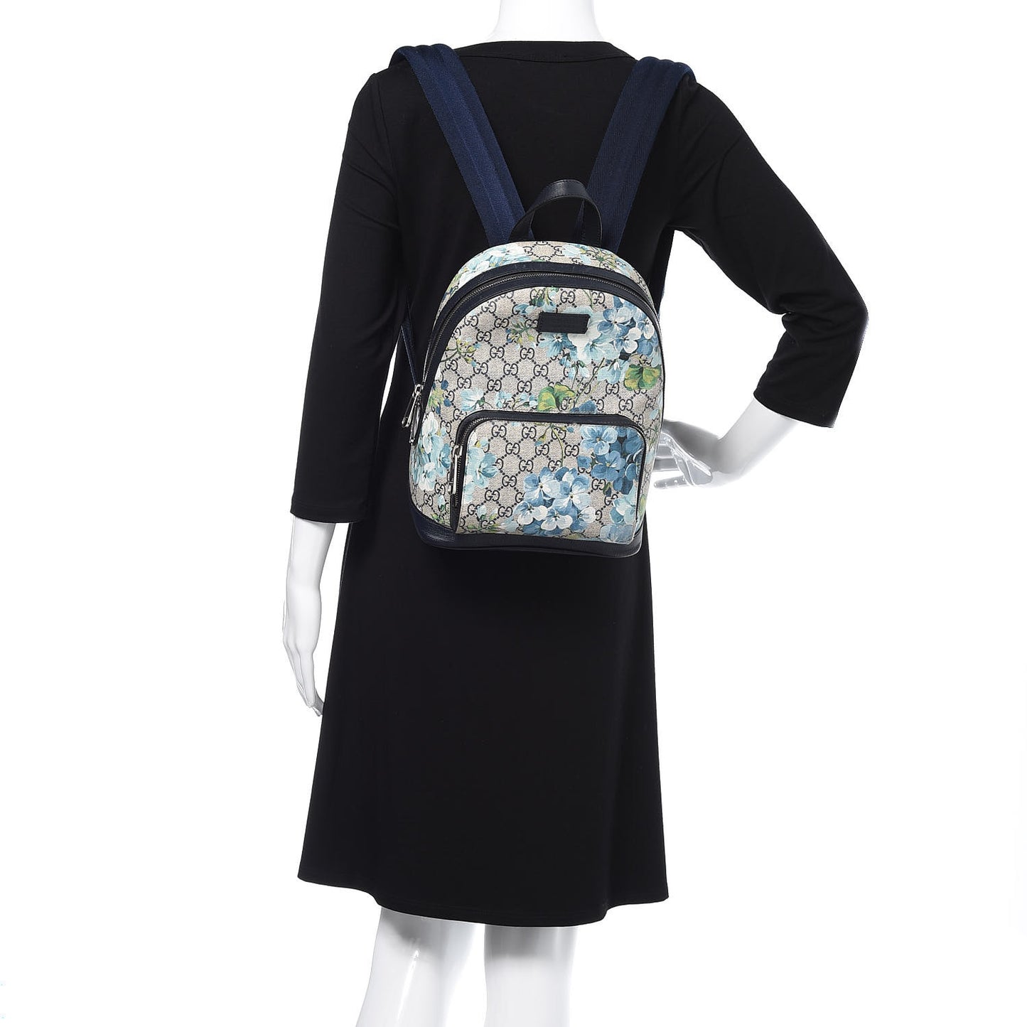 GG Supreme Monogram Blooms Small Day Backpack Blue