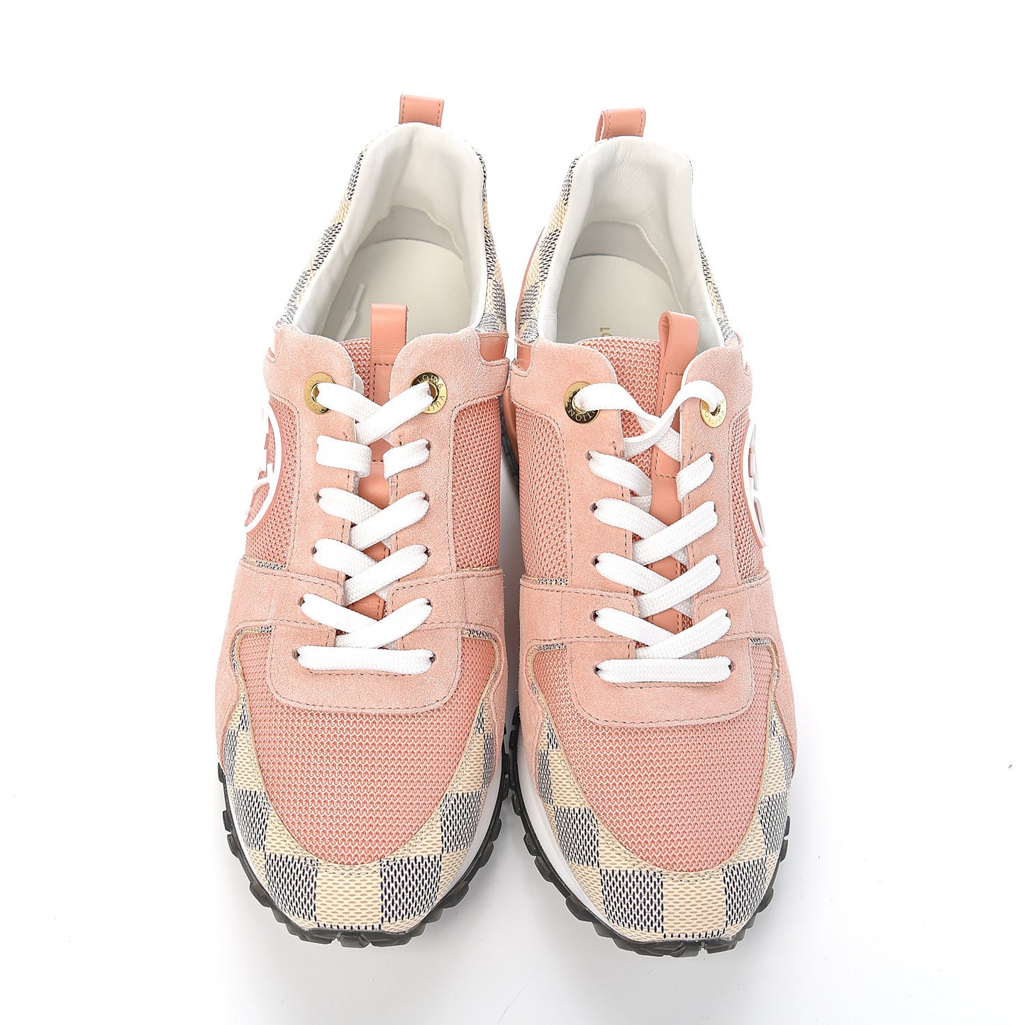 Suede Damier Azur Run Away Sneakers 37 Pink