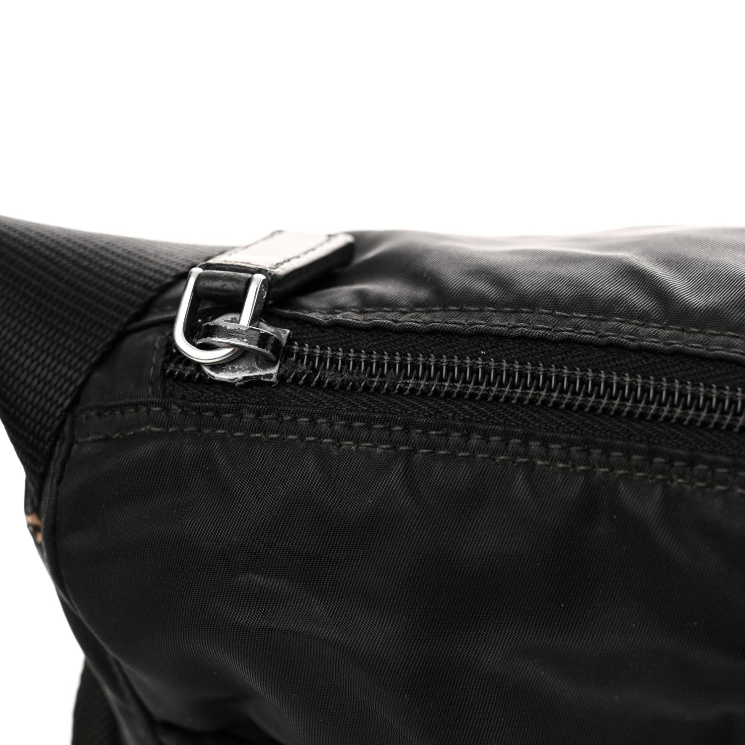 Prada Re-Nylon Vela Saffiano Pocket Double Zip Shoulder Bag Black 14 of 14