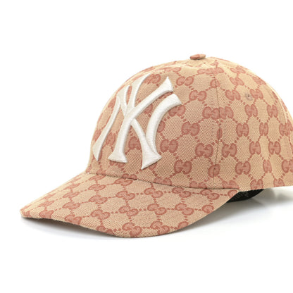 Gucci X MLB Monogram NY Yankees Baseball Hat 57-61 Beige Ruggine 1 of 9