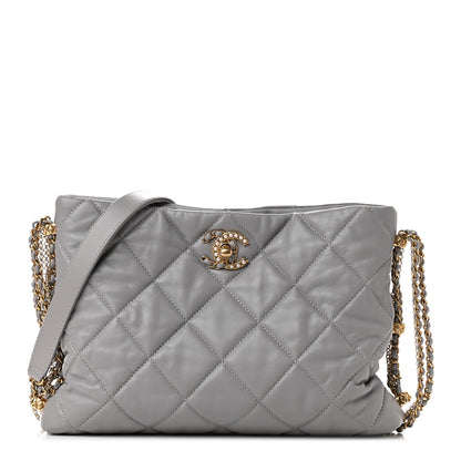 Chanel Lambskin Quilted Crush on Chains Hobo Grey 1 of 9