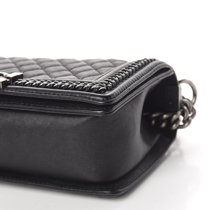 Chanel Calfskin Quilted Medium Boy Top Handle Flap Black 6 of 12