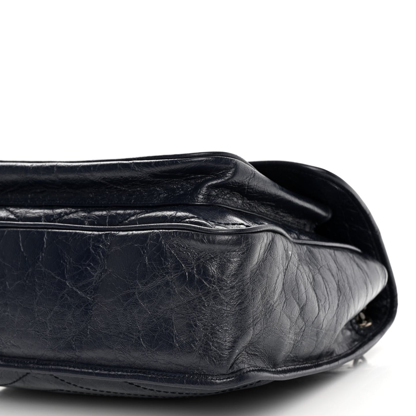 Crinkled Calfskin Matelasse Monogram Large Niki Chain Satchel Deep Marine
