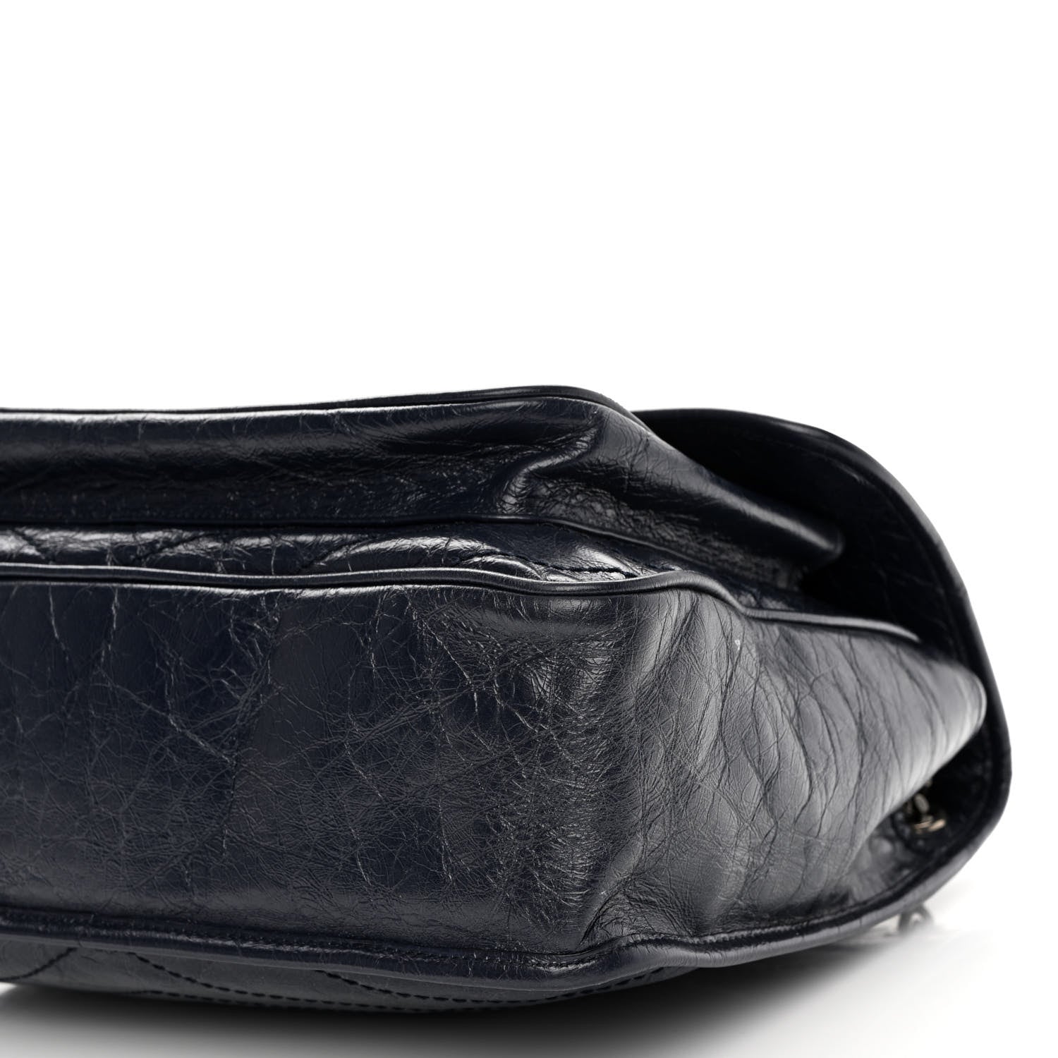 Saint Laurent Crinkled Calfskin Matelasse Monogram Large Niki Chain Satchel Deep Marine 9 of 9