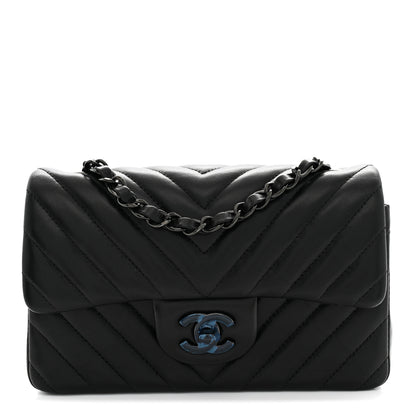 Chanel Lambskin Chevron Quilted Mini Rectangular Flap So Black 1 of 10