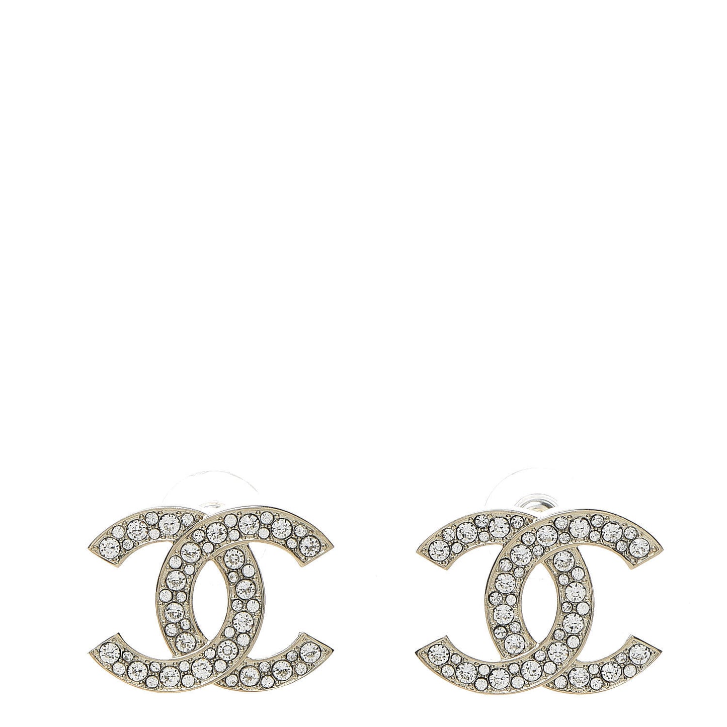 Crystal Large CC Earrings Silver