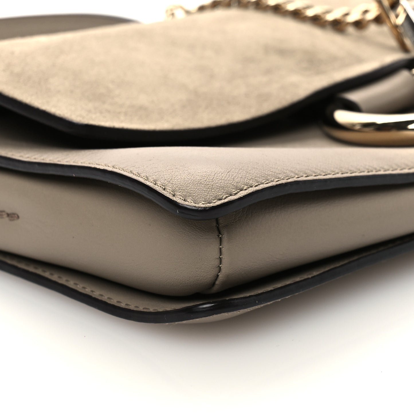 Suede Calfskin Small Faye Shoulder Bag Motty Grey