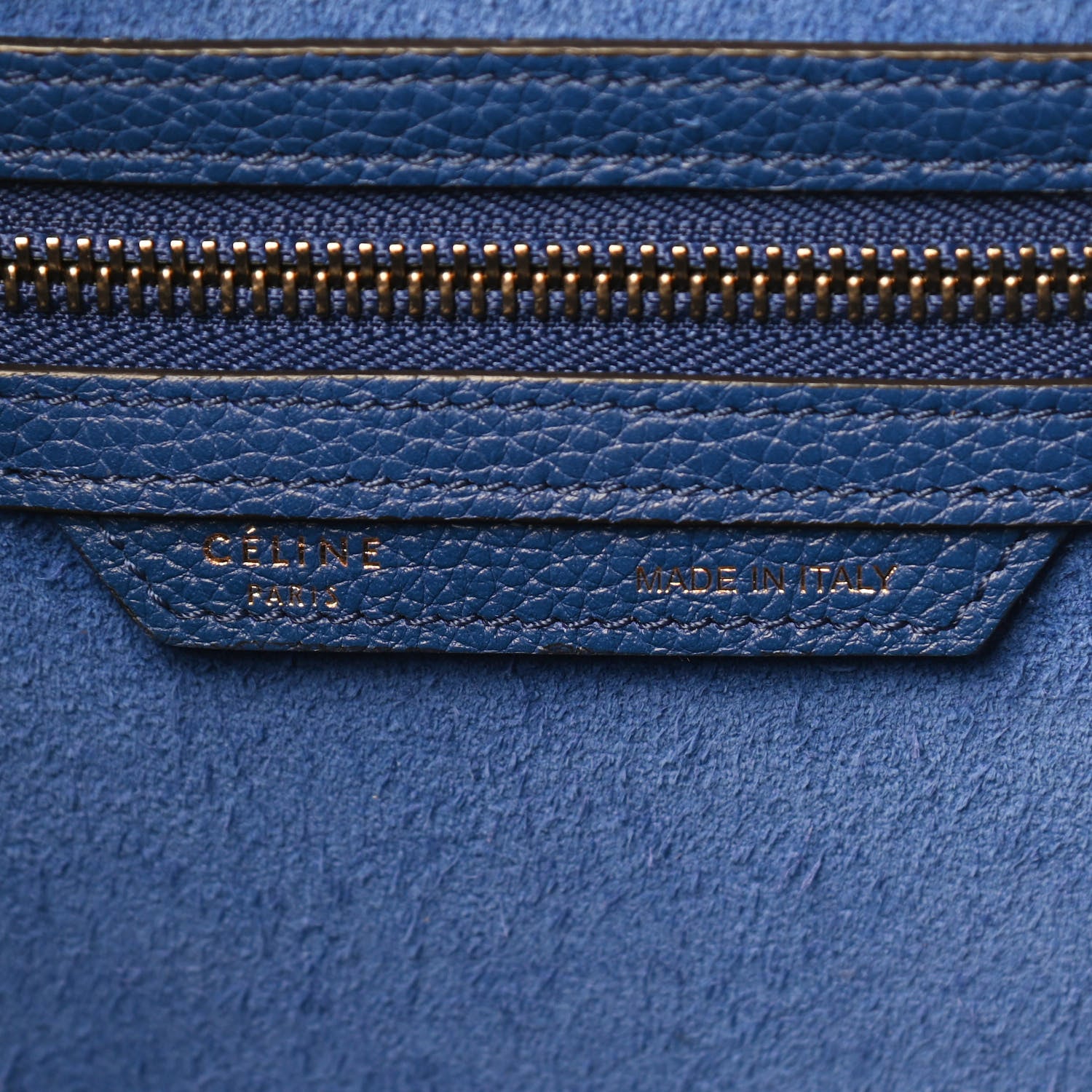 Celine Drummed Calfskin Mini Luggage Indigo 6 of 12