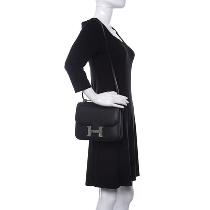 Hermes Grained Monsieur Lizard Constance 24 Black Ombre 2 of 13