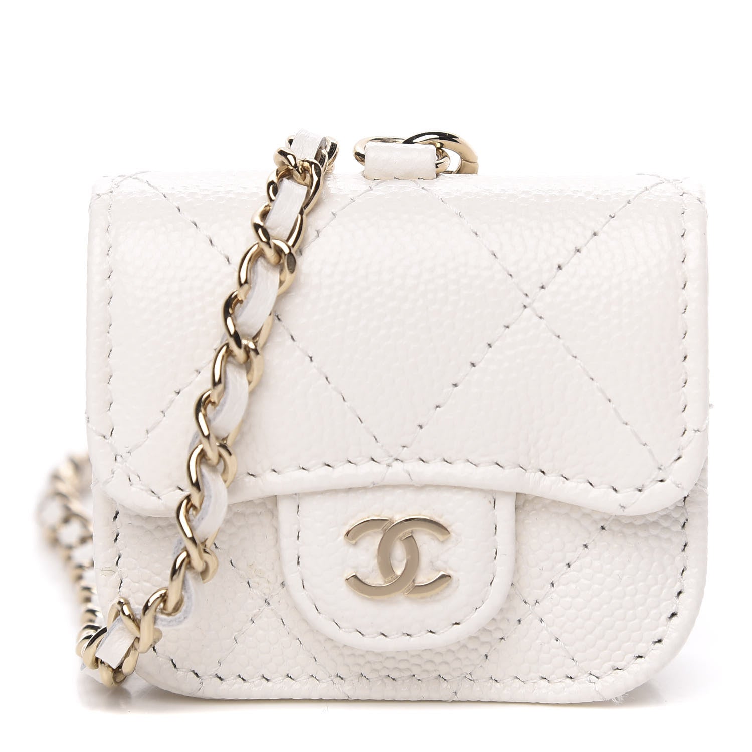 Chanel Caviar Quilted Airpods Pro Case White 1 of 9