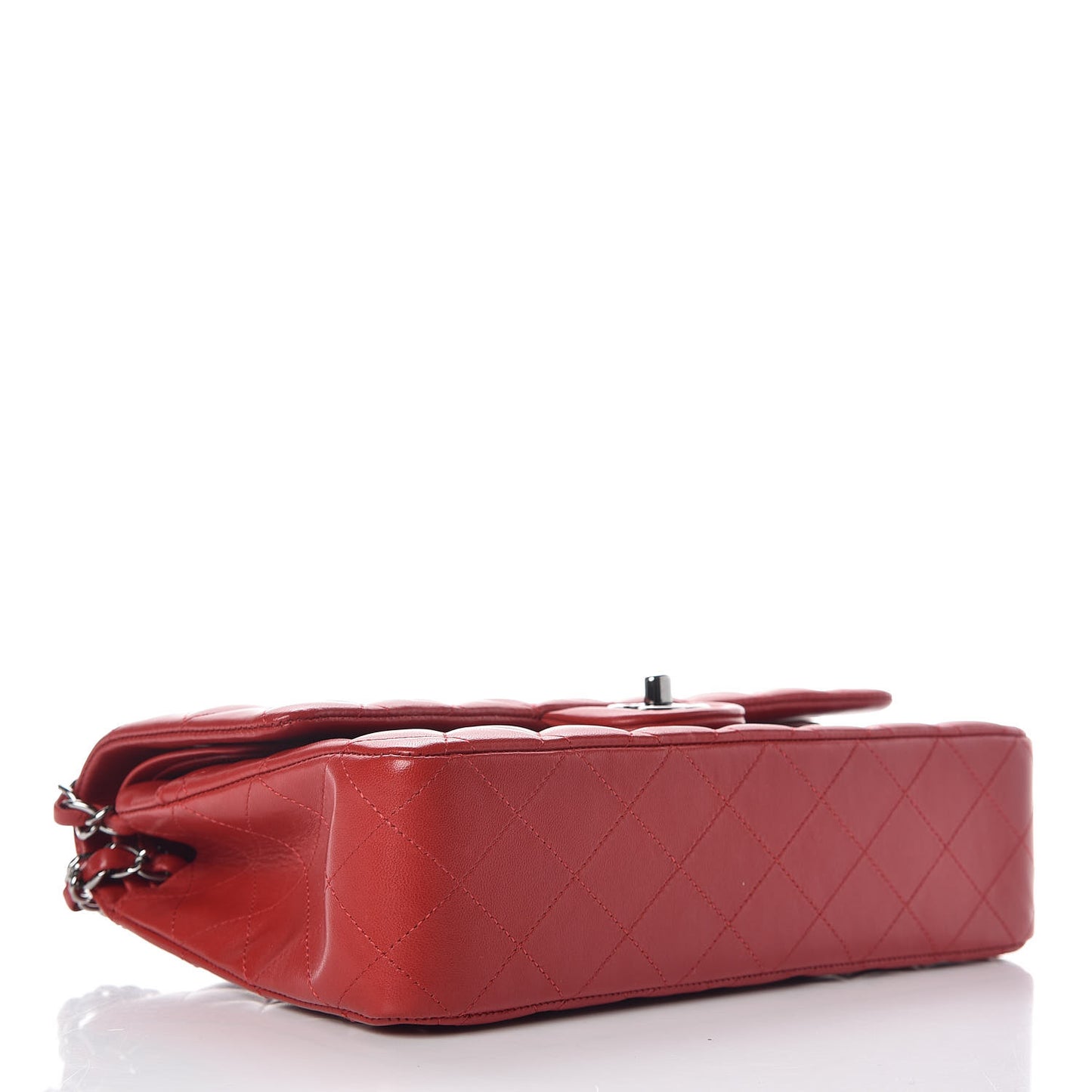 Lambskin Quilted Medium Double Flap Red